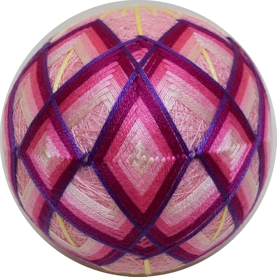 Amazon | 手毬猫の店 てまり「菱かさね」ピンク地紫桜 6cm